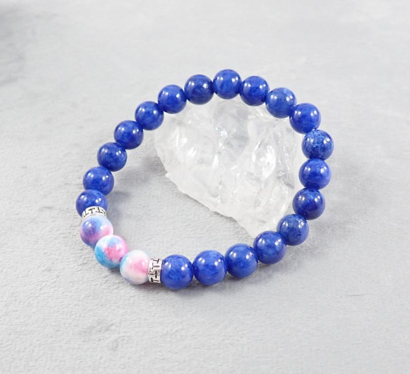 Kék és szivárvány jáde karkötő