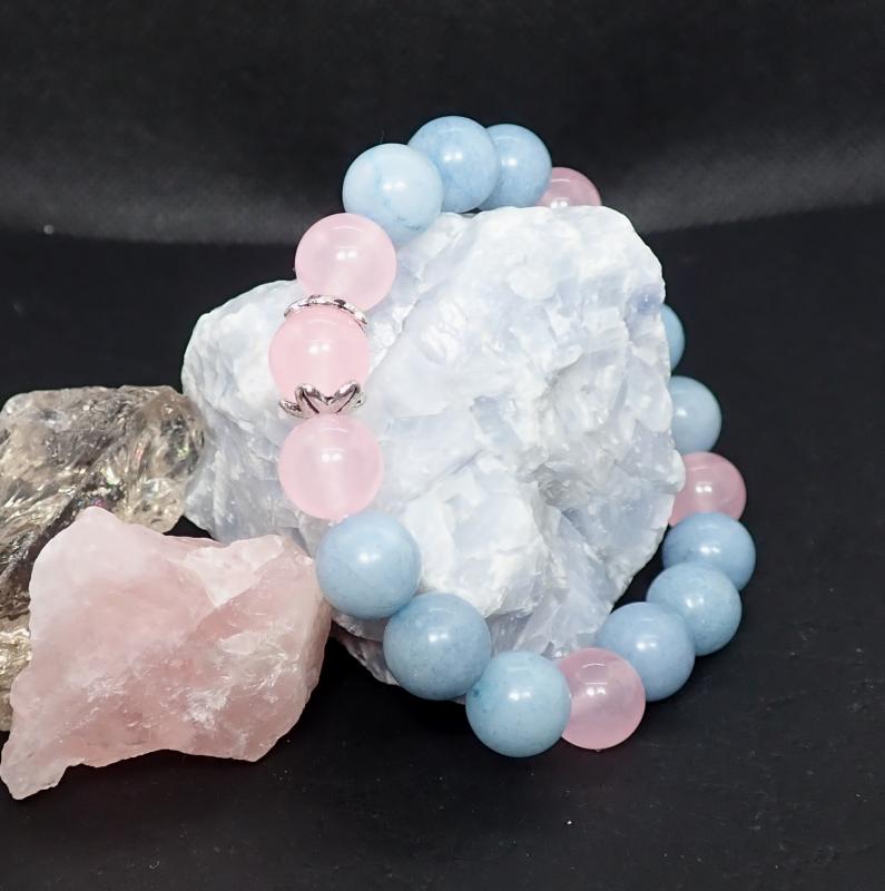 Kék-rózsaszín achát karkötő 1