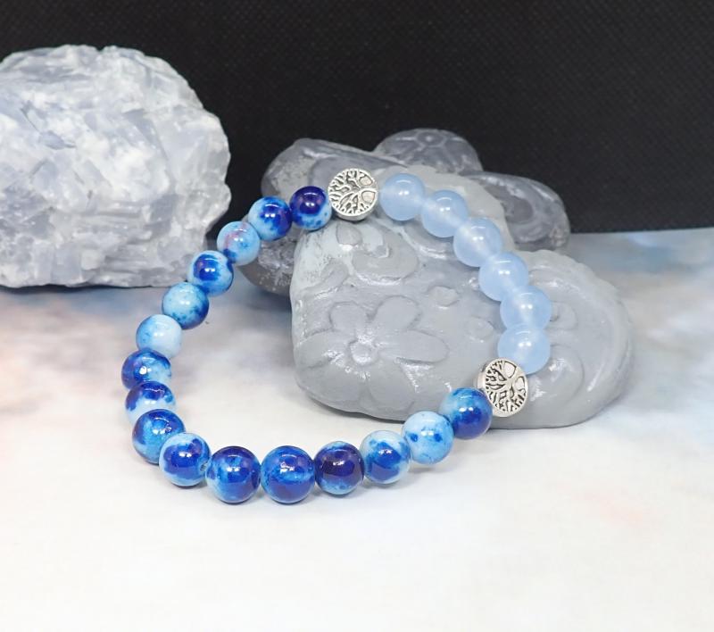 Kék szivárvány jáde karkötő