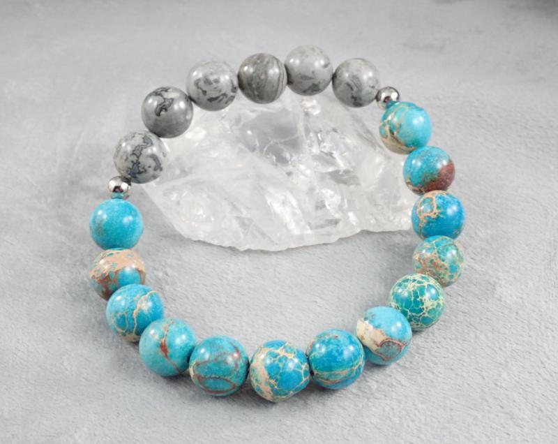 Képjáspis és császárkő karkötő 3