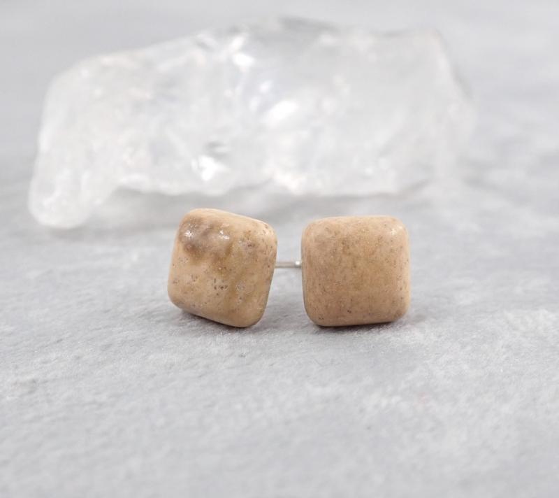 Képjáspis fülbevaló kis négyzet 1