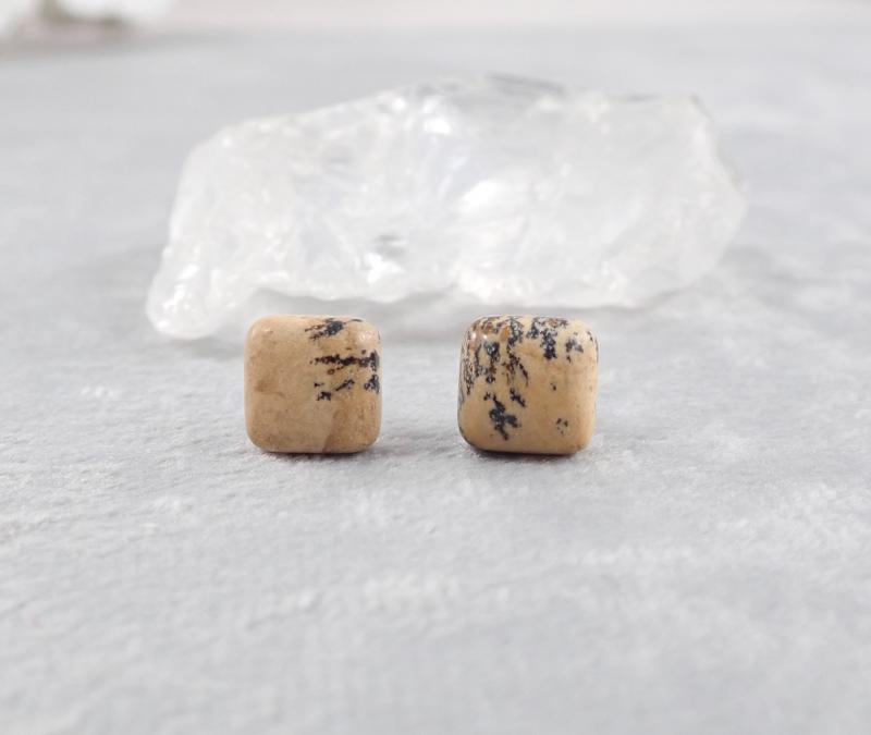 Képjáspis fülbevaló kis négyzet 3