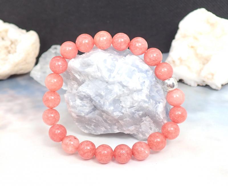 Korallos árnyalatú achát karkötő 1