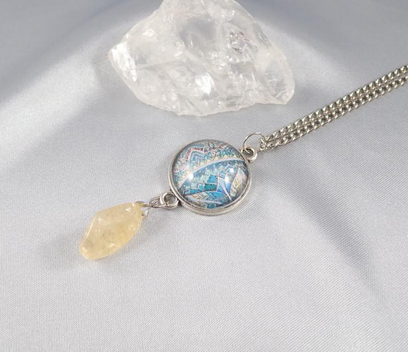 Mandalás medál sárga kalcittal