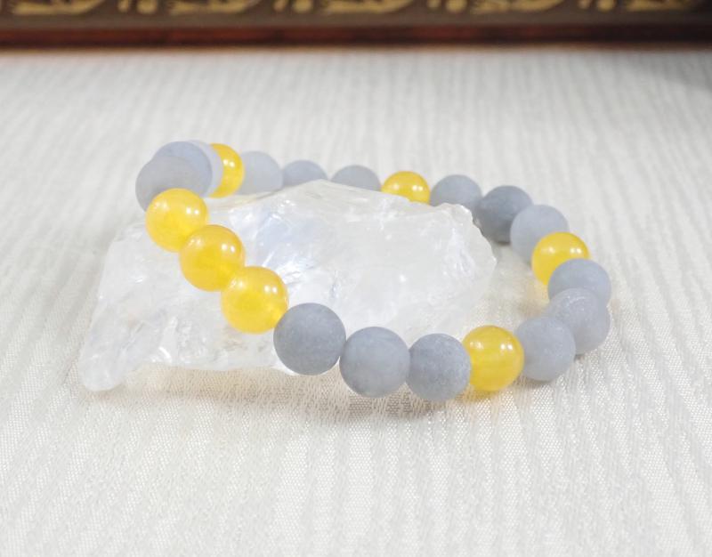 Matt achát és jáde karkötő