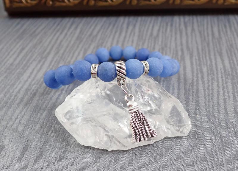 Matt achát karkötő, kék (S)