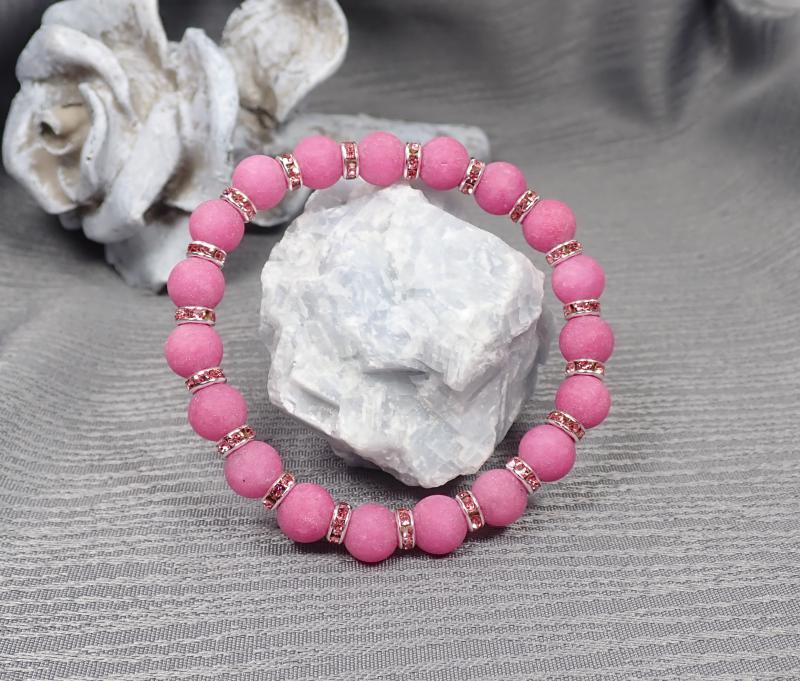 Matt achát karkötő, rózsaszín