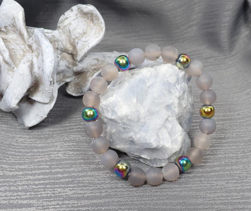 Matt achát karkötő, szürke