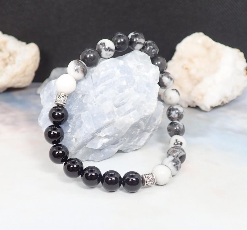 Ónix és zebrajáspis karkötő (XL)