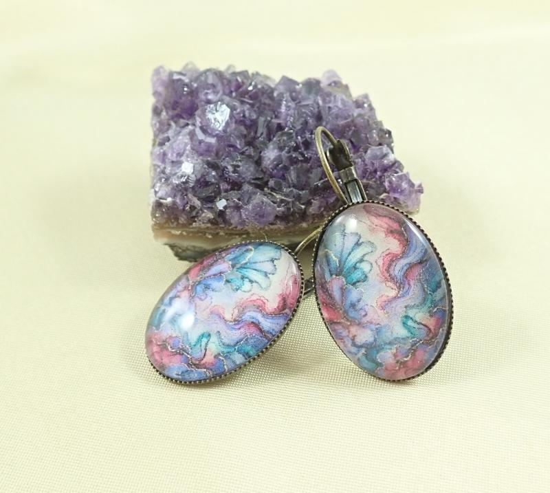 Ovális fülbevaló fantázia mintával