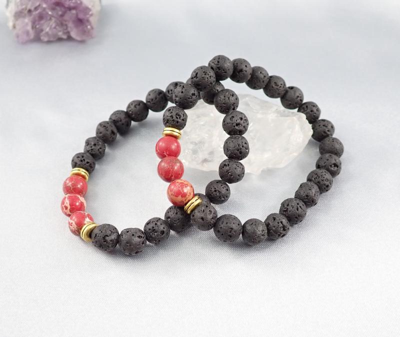 Páros lávakő karötő pirossal