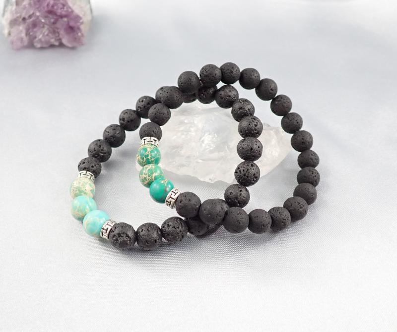 Páros lávakő karötő zölddel