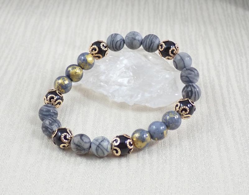 Picasso jáspis, jáde és ónix karkötő