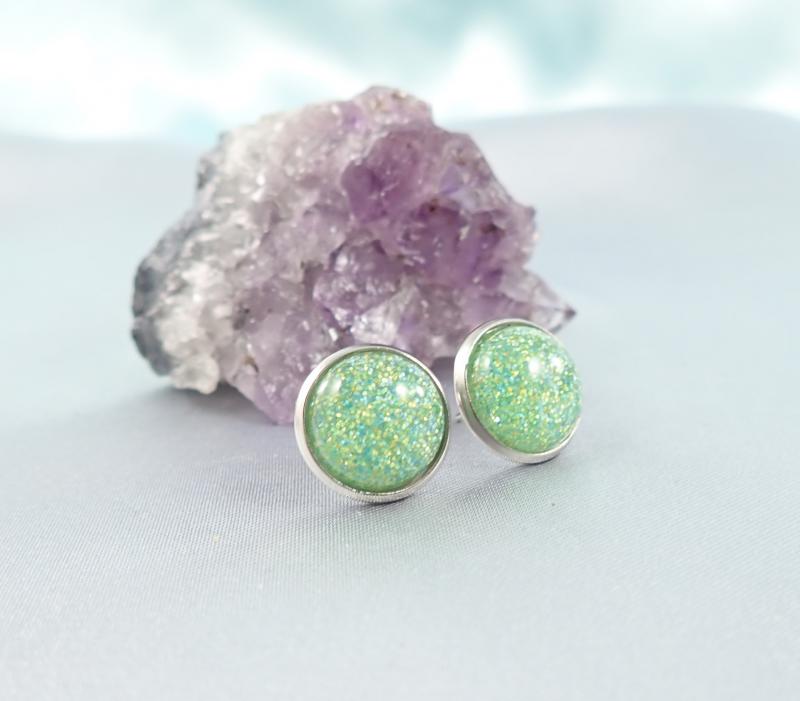 Pötty fülbevaló zöld