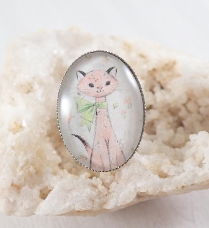 Rózsaszín cica gyűrű