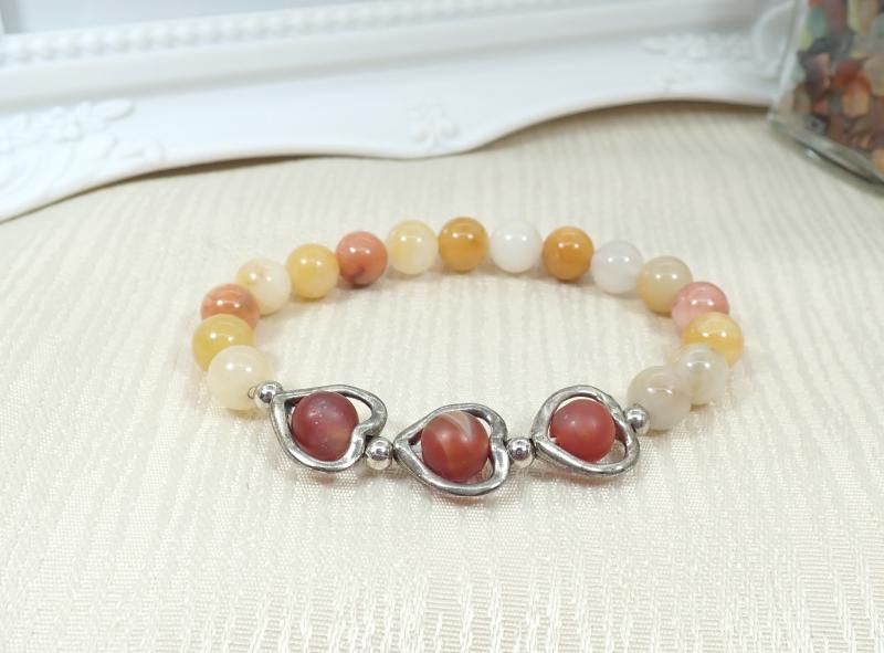 Sárga jáde és achát karkötő