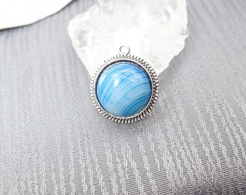 Sávos achát medál antikolt keretben