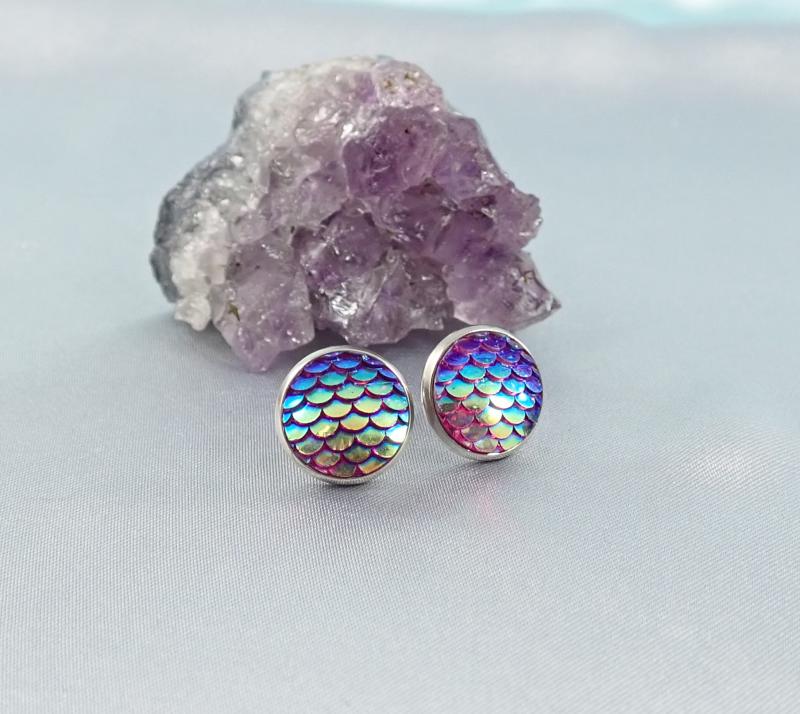 Sellő fülbevaló, lila