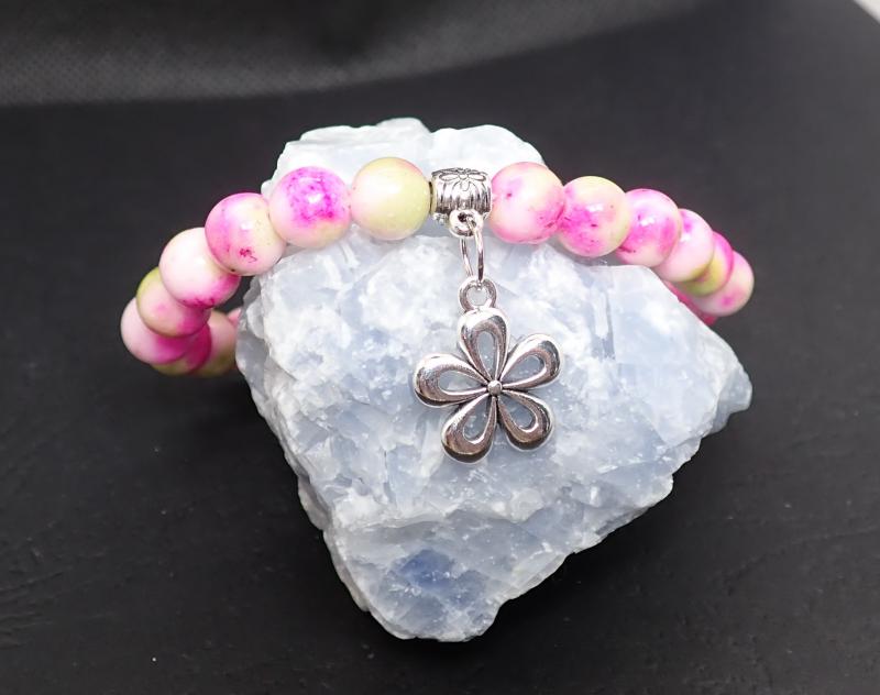 Szivárvány jáde karkötő virággal 1