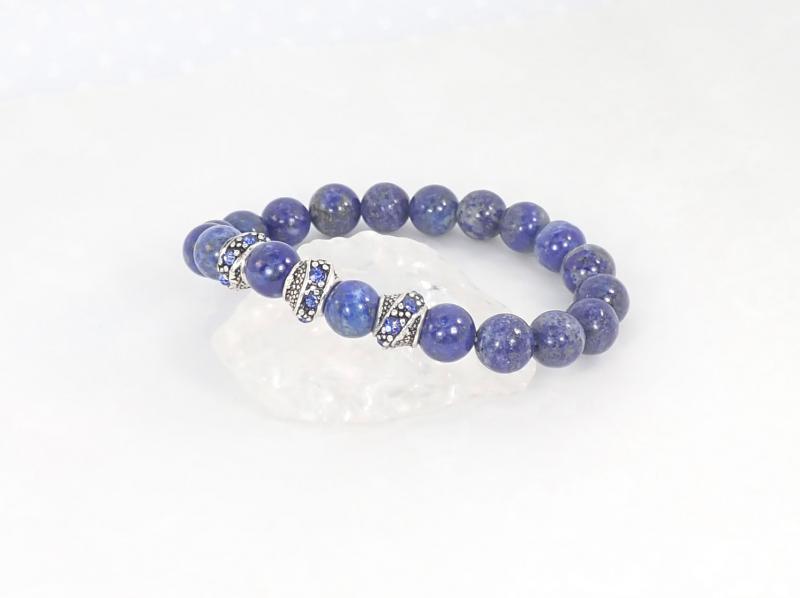 Szodalit karkötő három dísszel (XL)