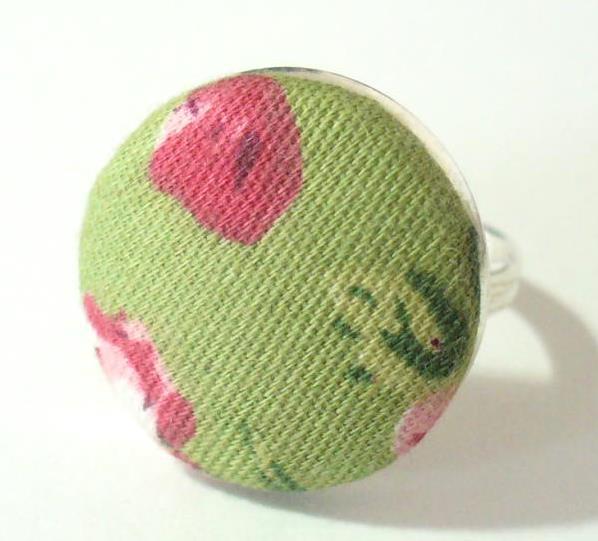 Textilgombos gyűrű, zöld