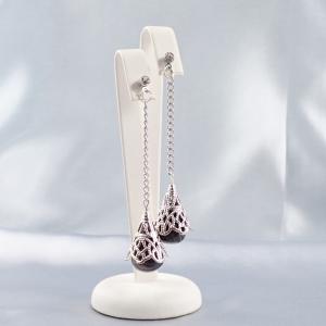 Achát fülbevaló csipkés dísszel