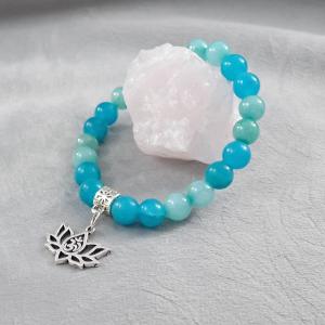 Achát karkötő lótusszal