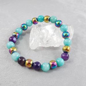 Achátok és hematit karkötő 1