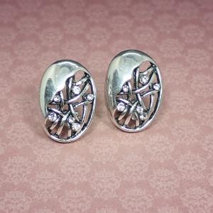 Ágas mintás ovális fülbevaló