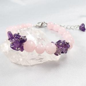Ametiszt rózsa – rózsakvarc és ametiszt karkötő