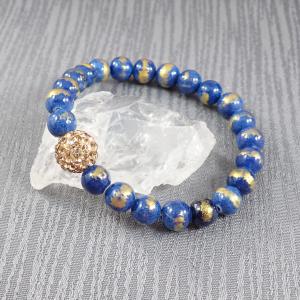 Arany-kék jáde karkötő shamballával