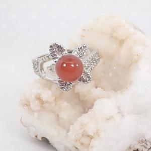 Ásvány gyűrű, leveles, karneol