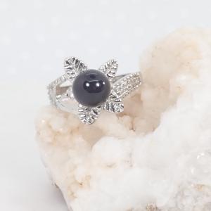 Ásvány gyűrű, leveles, ónix