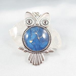 Bagoly talizmán kulcstartó – Kék márvány