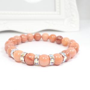 Barackszín aventurin karkötő csillogó köztesekkel