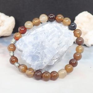 Barna árnyalatos achát karkötő (XL)