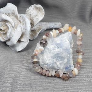 Botswana achát szemcse karkötő fém gyönggyel