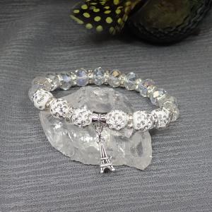 Csajos, csillogós karkötő Eiffel-toronnyal, áttetsző