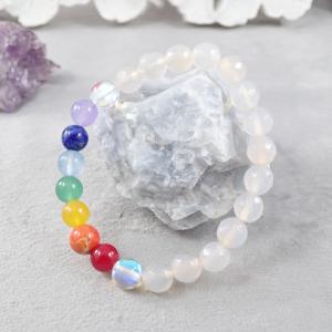 Csakra karkötő, fehér