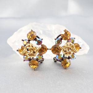 Csiszolt köves sárga fülbevaló