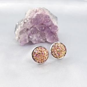 Druzy fülbevaló, aranybarna (14 mm)