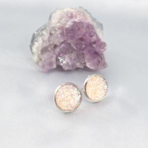 Druzy fülbevaló, bézs (14 mm)