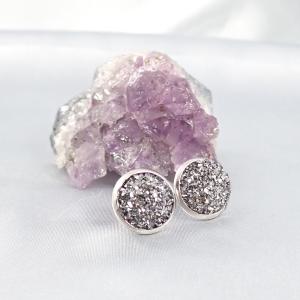 Druzy fülbevaló, ezüstszürke (14 mm)