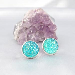 Druzy fülbevaló, türkizzöld (14 mm)