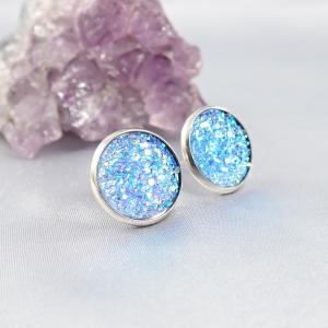 Druzy fülbevaló, világos kék (14 mm)