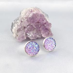 Druzy fülbevaló, világos lila (14 mm)