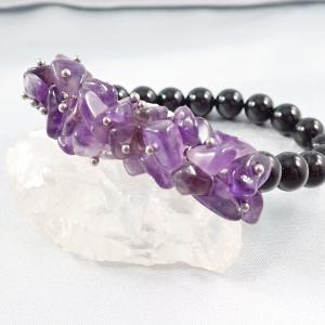 Éjfény ametiszt és ónix karkötő