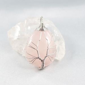 Életfa csepp – rózsakvarc medál