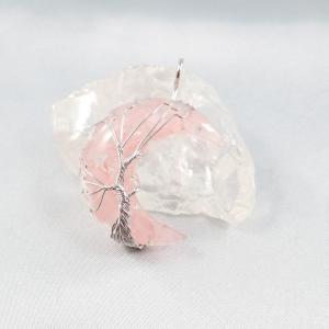 Életfa félhold – rózsakvarc medál