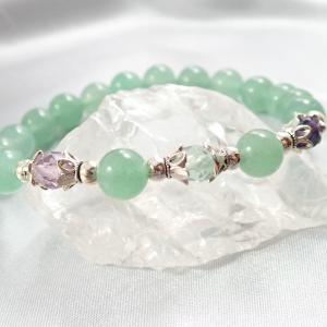 Erdei harmónia aventurin karkötő, három gyöngyös